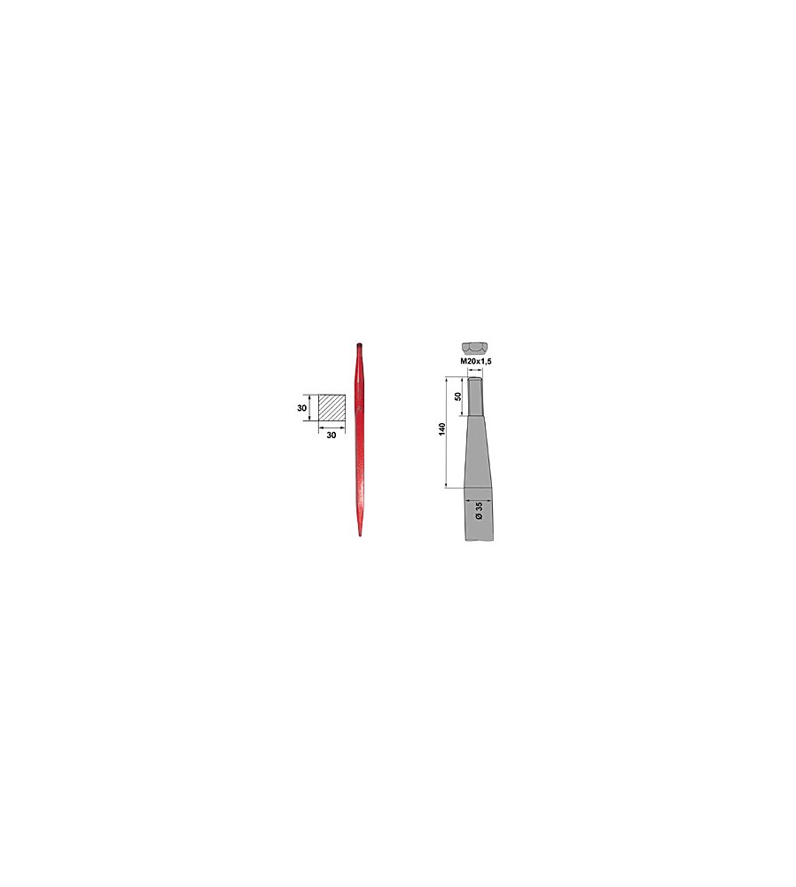 Dent droite conique E20 35X680 AD