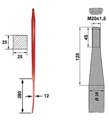 Dent genre Spatule E20 35X1400 AD