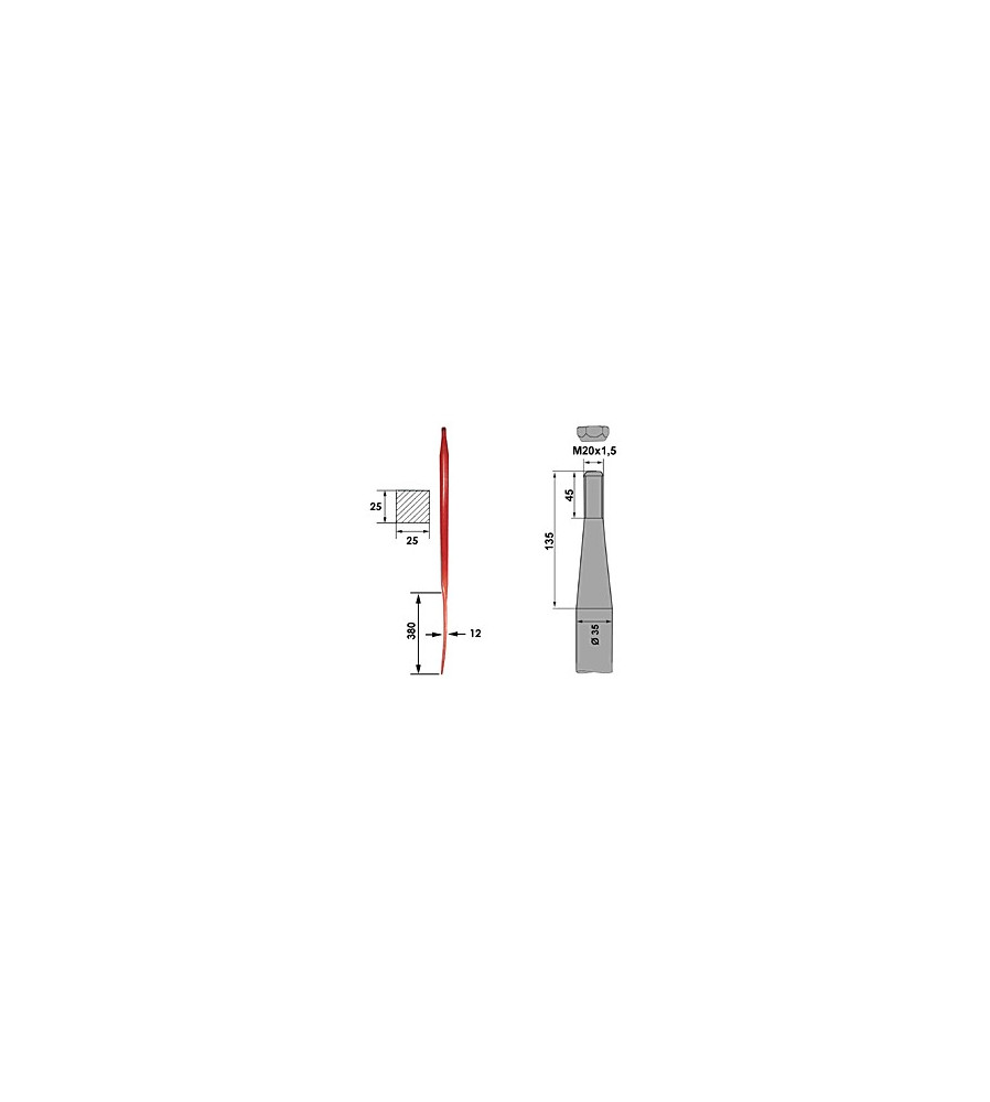 Dent genre Spatule E20 35X1400 AD